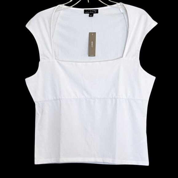 J. Crew Women's Squareneck Cap Sleeve Stretch Top White Size XL NWT - Picture 3 of 7